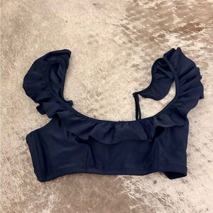 J. Crew Navy bikini top with Ruffle Detail Size Medium